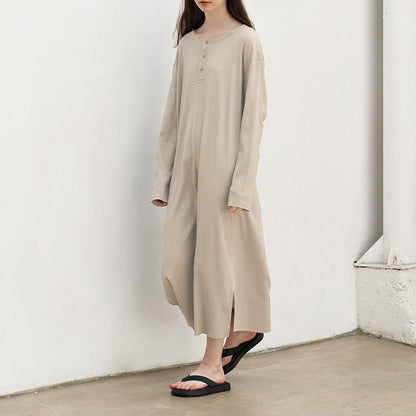 Autumn Long Sleeve Dress Niche Design Loose Artistic Knitted Maxi Dress