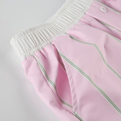 Loose Color Block Striped Shorts
