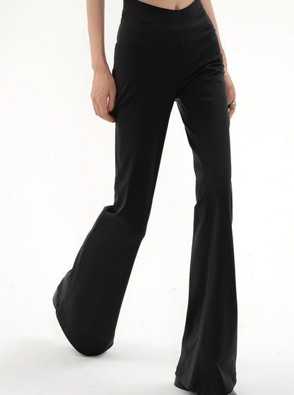 High-waisted Flared Yoga Pants - Black Stretchy Bell Bottom Leggings