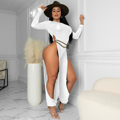 Clothing Open-leg Jumpsuit Color High-elastic Artificial Cotton Fabric Jumpsuit for