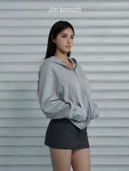 Athletic Zip-up Hooded Sweatshirt