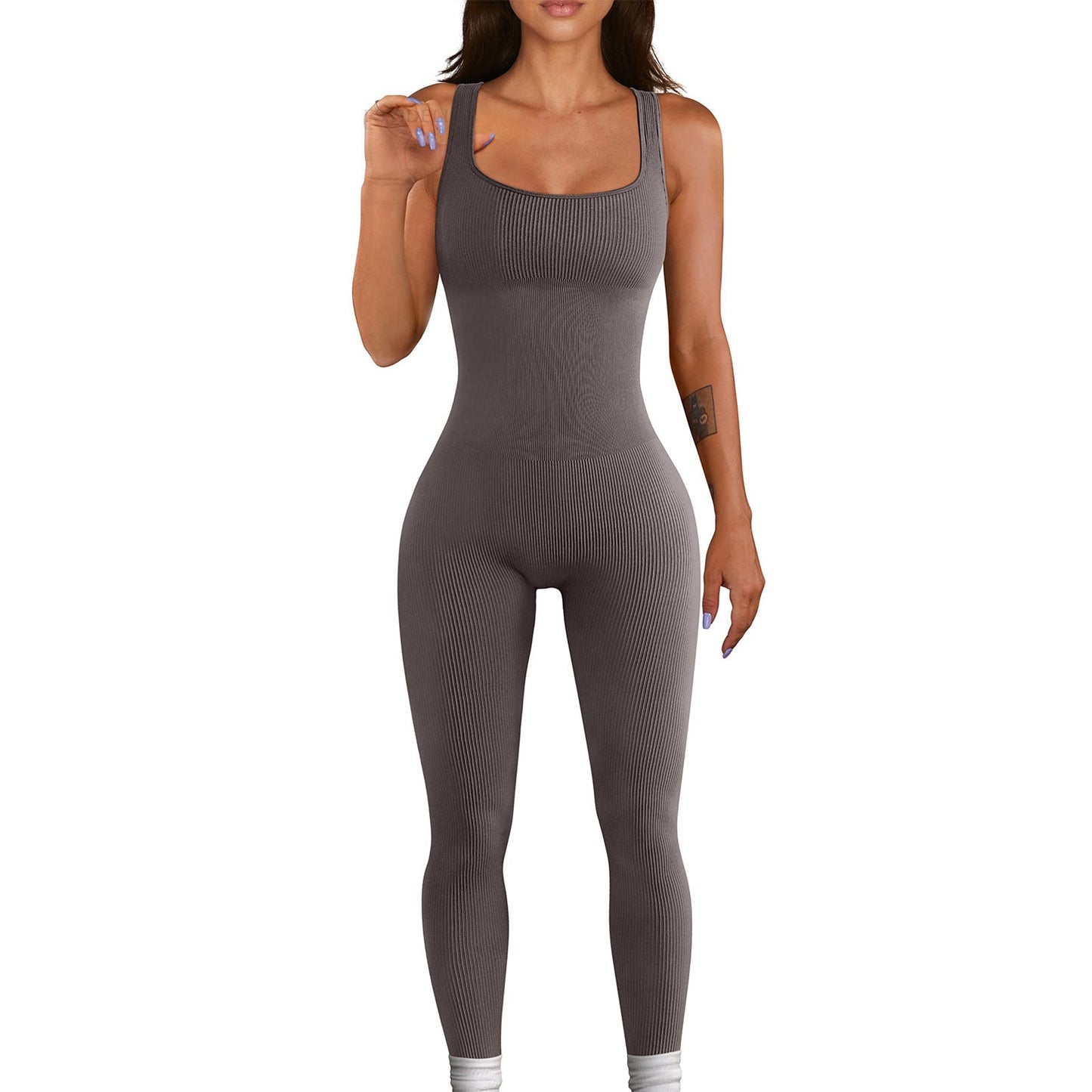 Clothing Sleeveless Vest Jumpsuit Thread Square Collar Hip Raise Slim Fit Jumpsuit