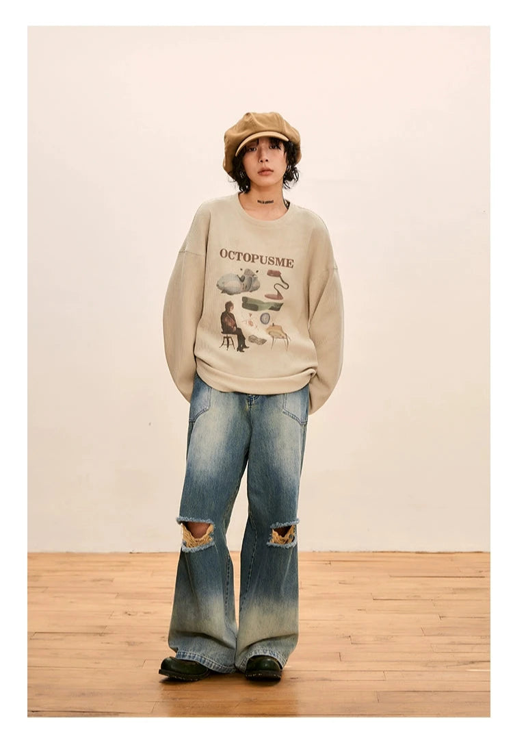 Octopusme Oversized Graphic Sweatershirt