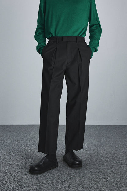 Semi-elastic Waist Wide-leg Cropped Pants