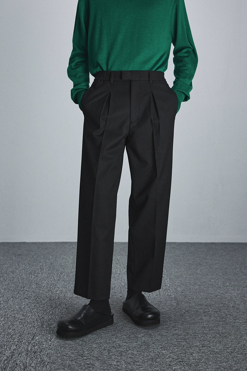Semi-elastic Waist Wide-leg Cropped Pants