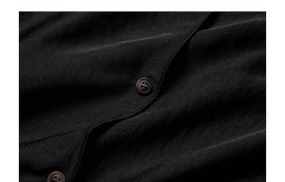 Buttoned Patchwork Black Irregular Skirt