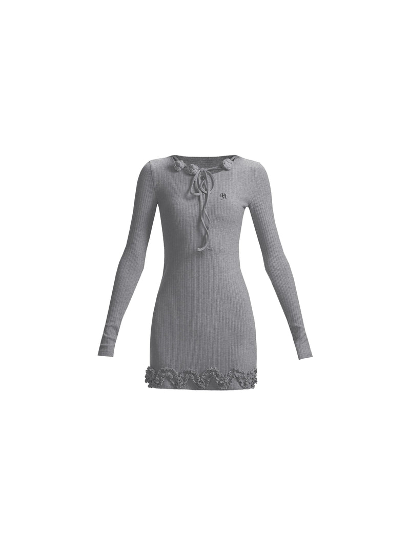 Ribbed Ruffle Mini Dress