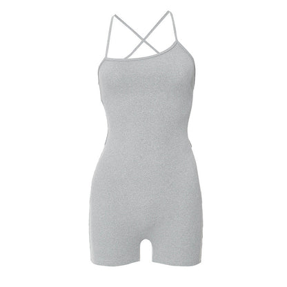 Clothing Summer Sleeveless Halter Back Hollow Out Cutout Out Rope Romper