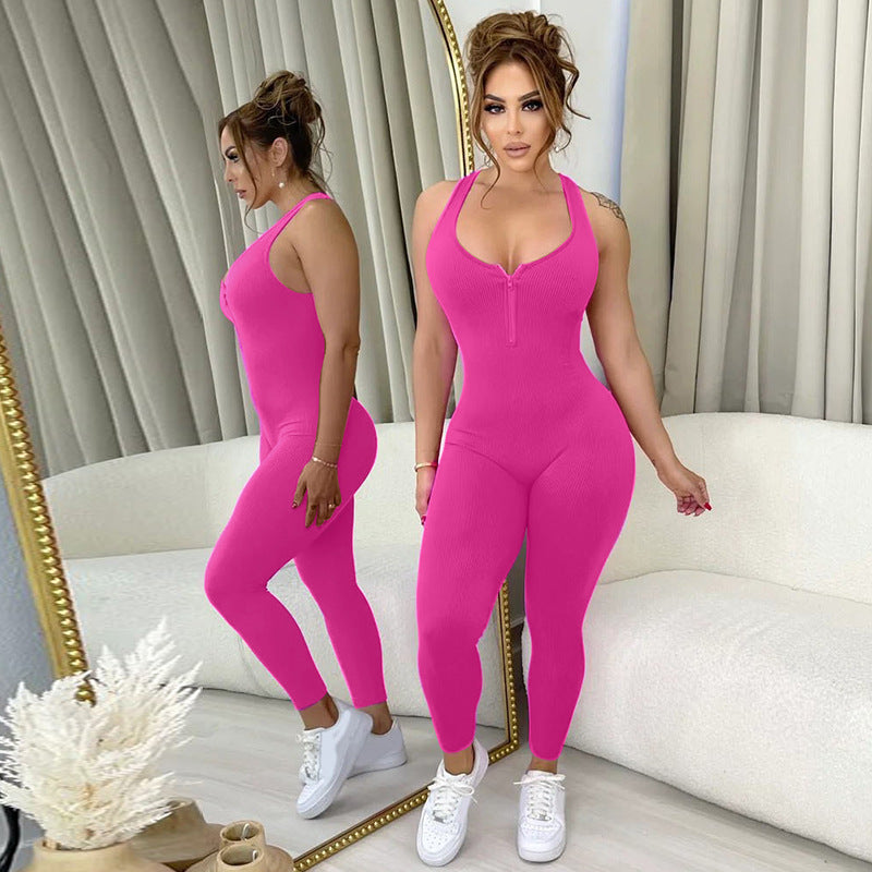 Clothing Summer Clothing Street Shooting Color Slim Fit Zipper Overalls