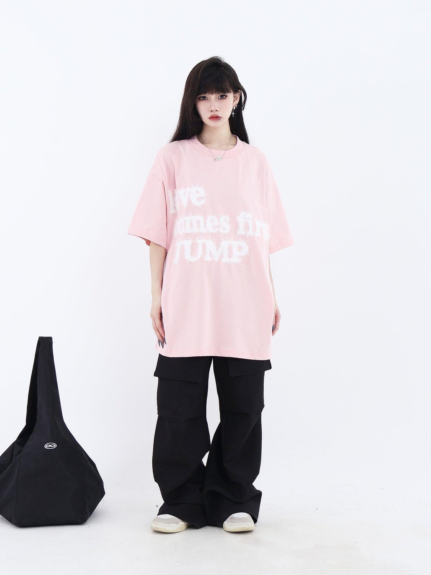 Fluffy T-shirt With Embroidered Logo