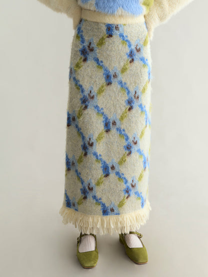 Fringe Knit Wide Skirt