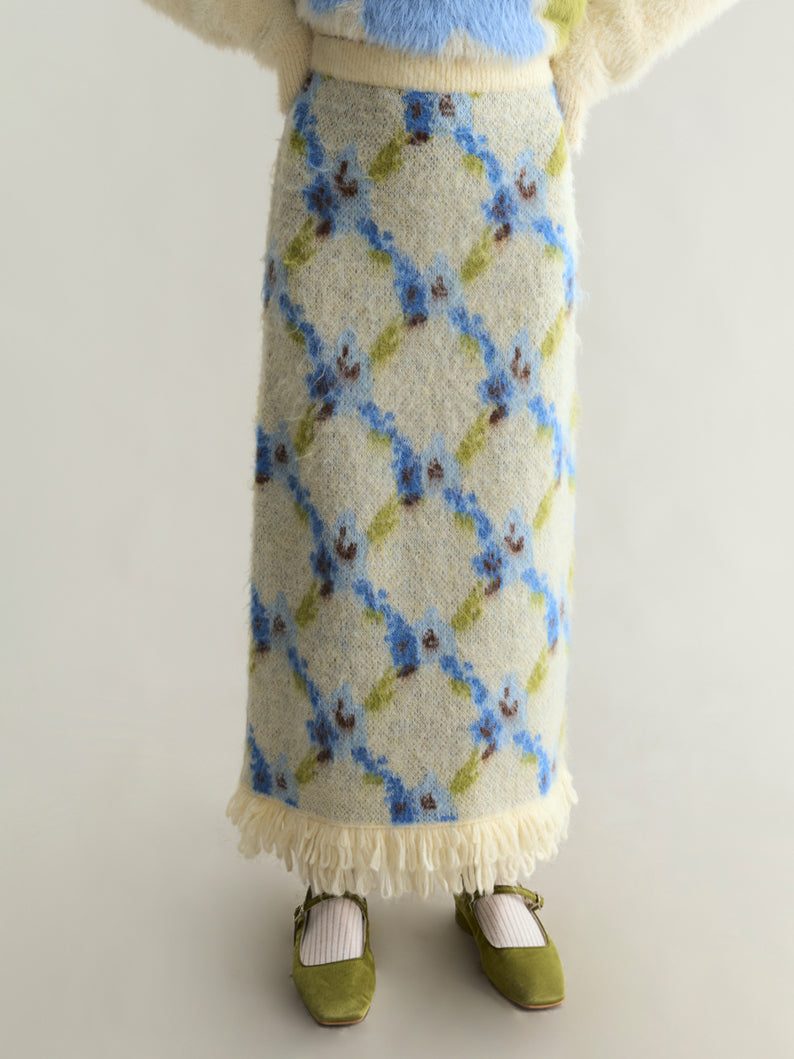 Fringe Knit Wide Skirt