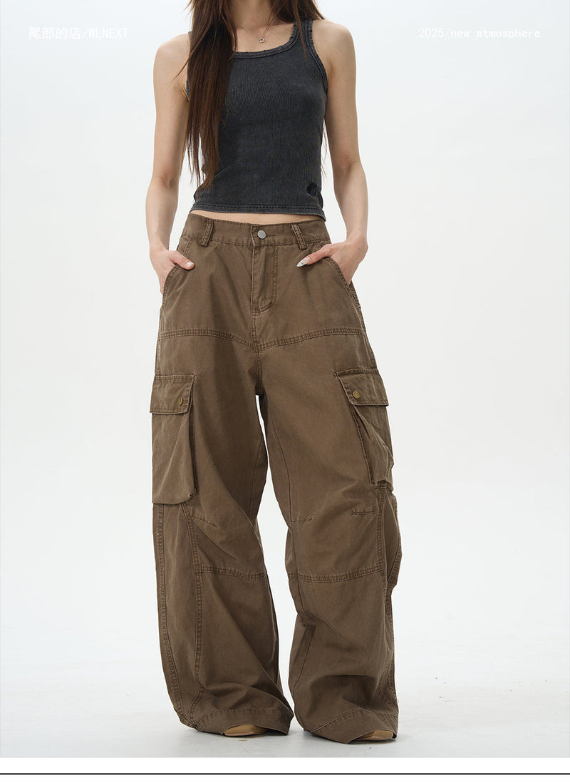 Dark Brown Utility Loose Cargo Pants
