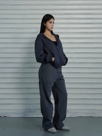 Athletic Zip-up Hooded Sweatshirt