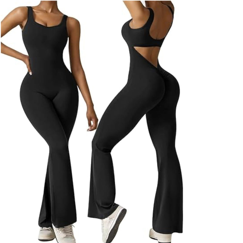 Sleeveless Flared Jumpsuit Backless Vest Tight Hip Lifting Yoga Jumpsuit