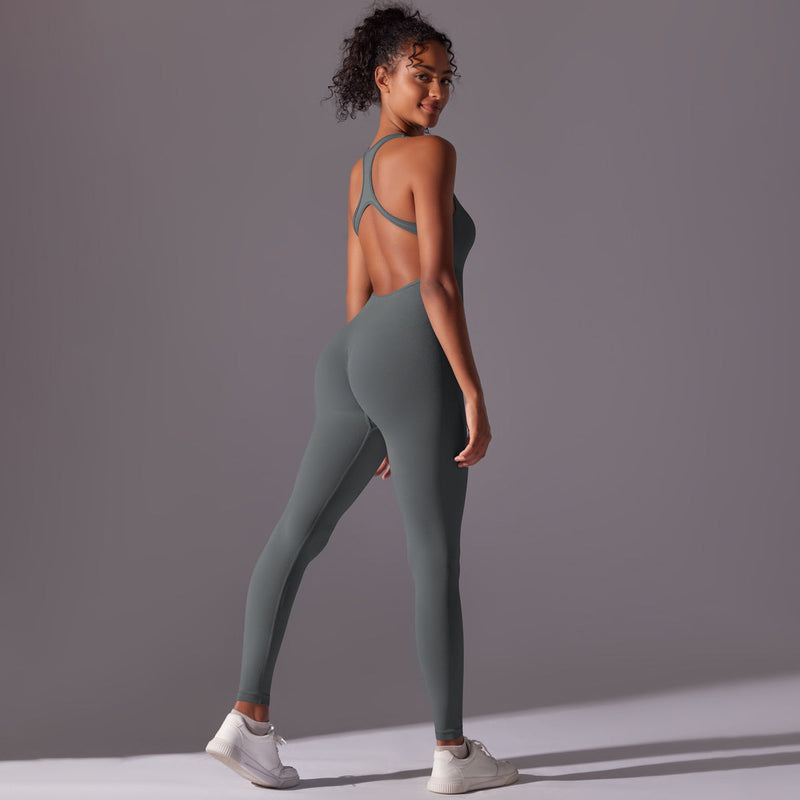 Spring Gym Seamless Shaping Yoga Jumpsuit Integrated Belly Contracting Close Fitting Sports Back Shaping One Piece