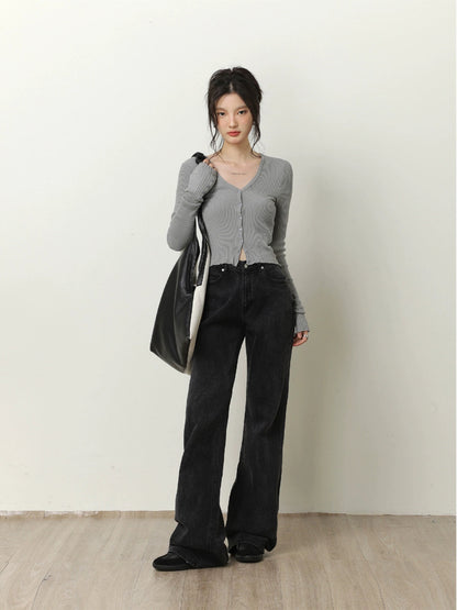 V-neck Long Sleeve Knit Cardigan