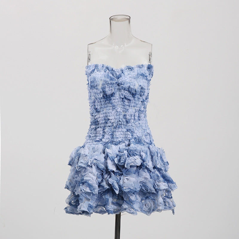 3d Strapless Bodycon Mini Dress Summer