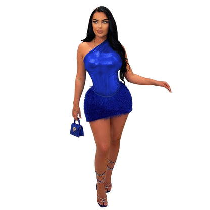 Clothing Skirt Set Jumpsuit Glossy Skirt Two Piece Set
