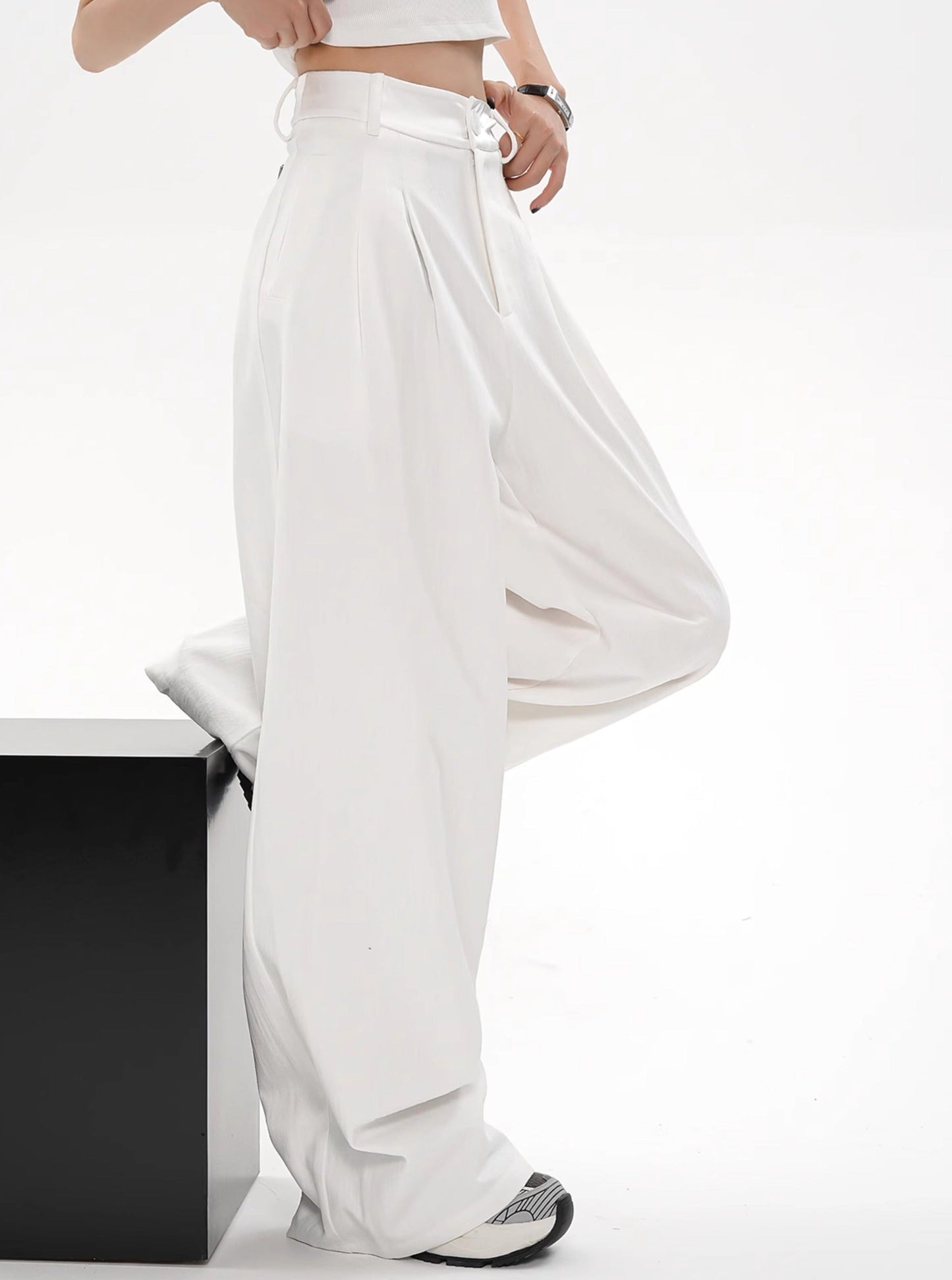 Wide-leg Palazzo Pants - High-waisted Loose Fit Trousers