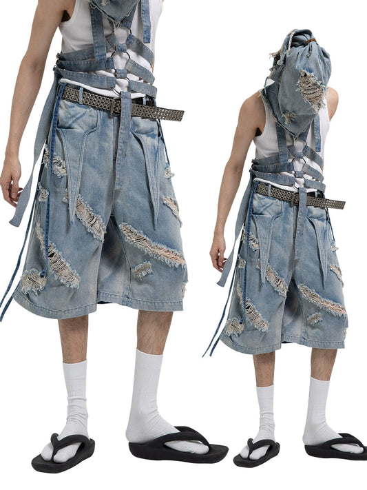 Dnd4des Distressed Denim Bermuda Shorts