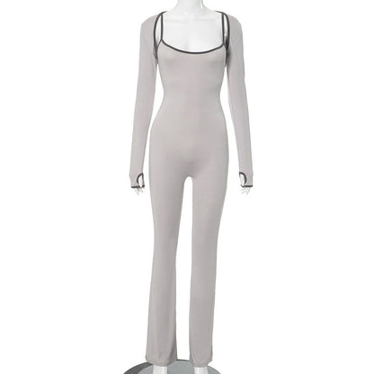 Wear Popular Square Collar Sleeveless Tight Top Jumpsuit