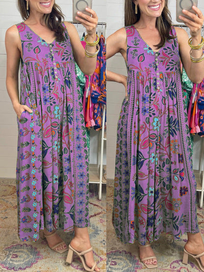 Summer Clothing Printed Loose Sleeveless Jumpsuit