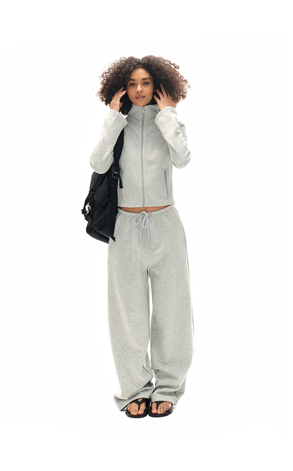 High Collar Zipper Sweatshirt and Sweatpants Set