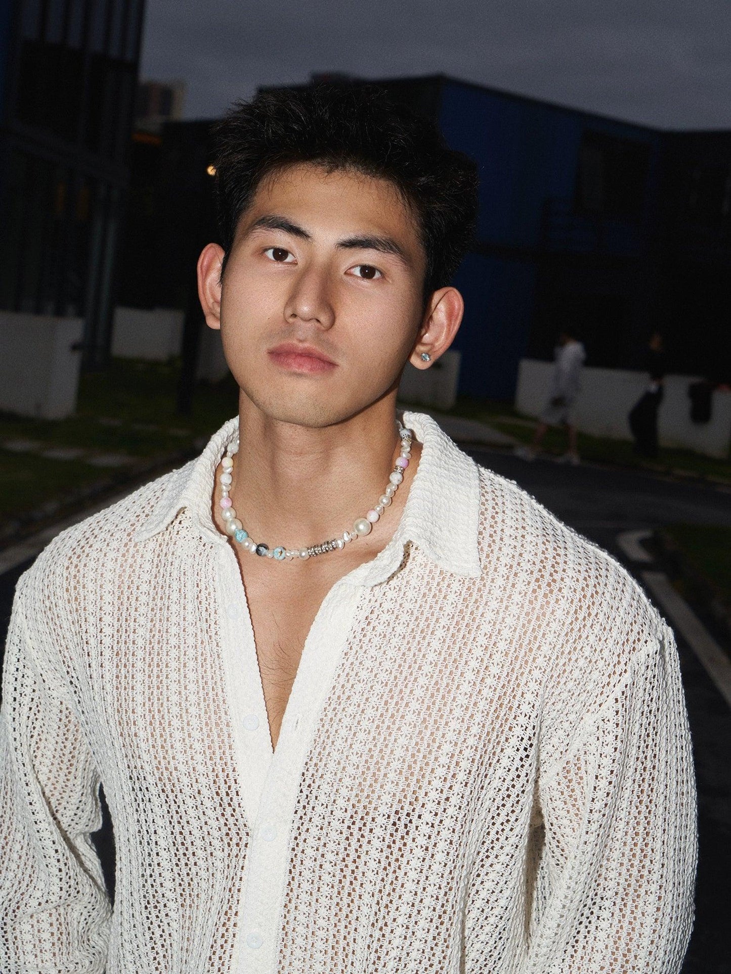 White Open-knit Cardigan