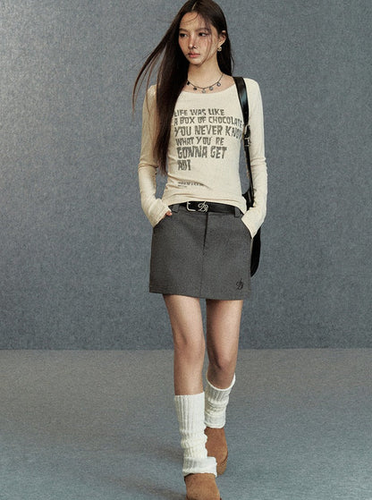 Inspirational Quote Ribbed Long Sleeve Tee: Fitted Graphic T-shirt