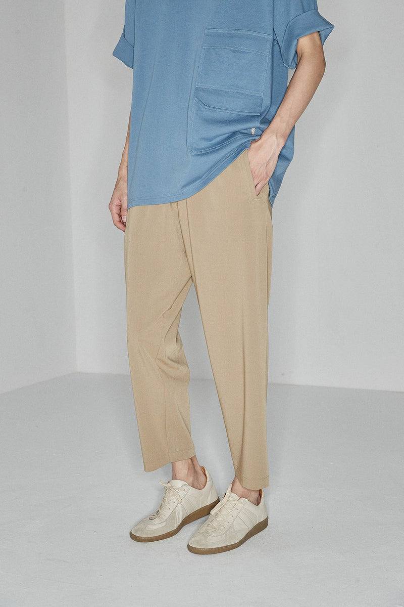 Side Seam-free Elastic Waist Cropped Pants