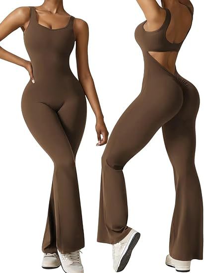 Sleeveless Flared Jumpsuit Backless Vest Tight Hip Lifting Yoga Jumpsuit
