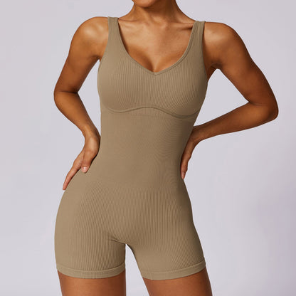 High Strength Beauty Back Seamless Yoga Jumpsuit Thread Elastic Sports Tight Fitness One Piece