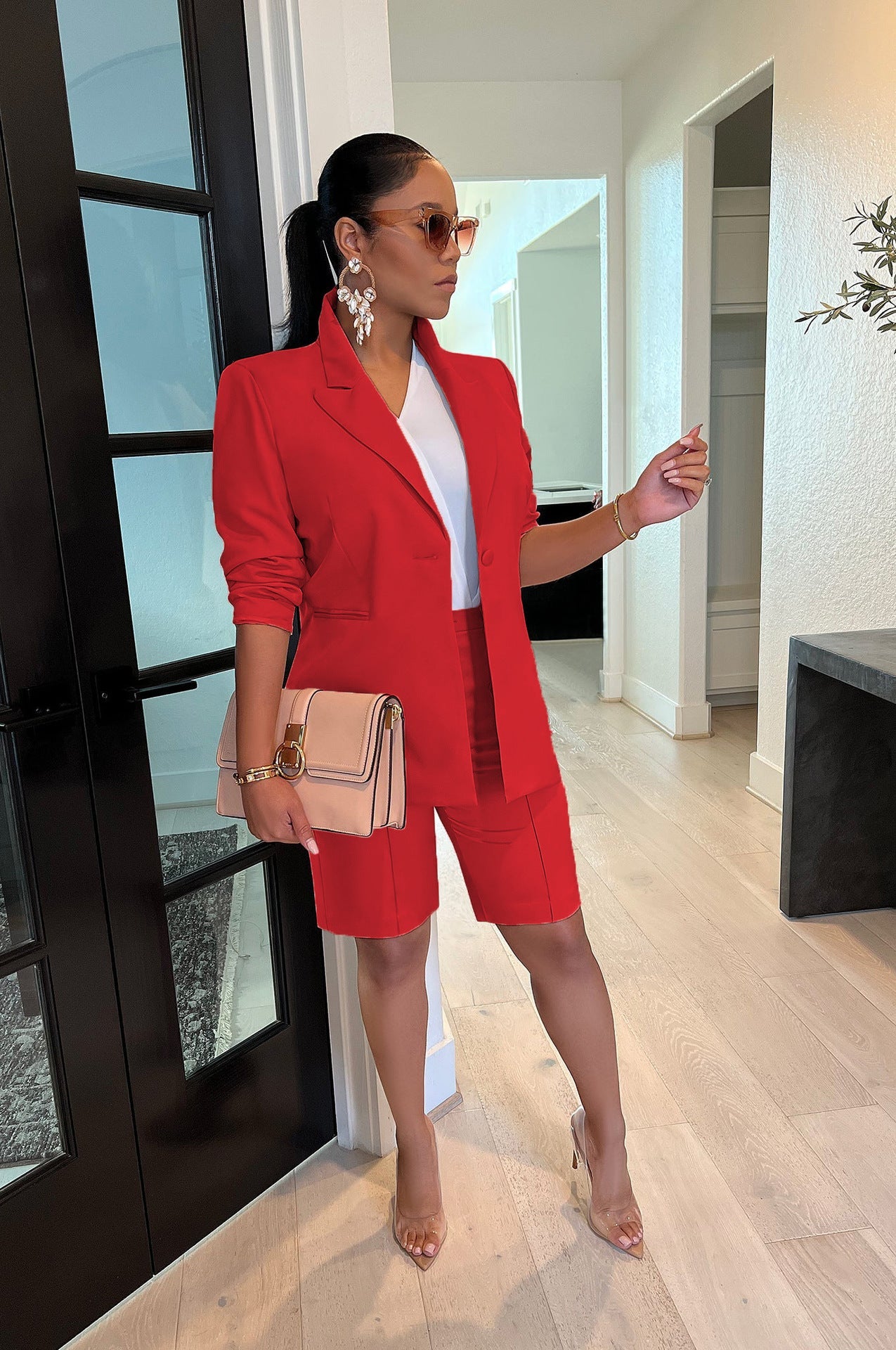 Clothing Blazer Shorts Two Piece Suit Spring Summer Suit