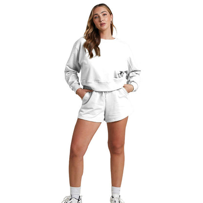 Color Long Sleeve Sweaters Clothing Short Two-piece Shorts Suit