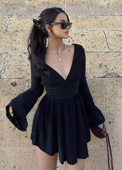 Amara - Long-sleeve Wrap Mini Dress