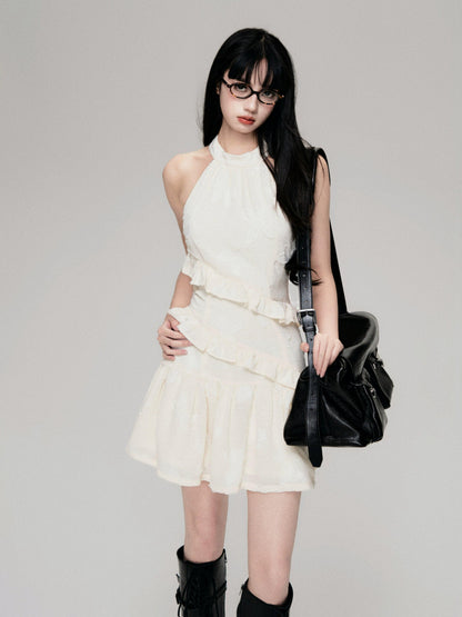 Luluswings Tiered Chiffon Halter Mini Dress - Romantic Ruffled Cocktail Dress