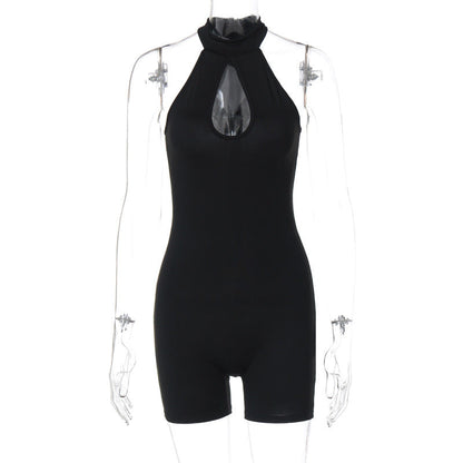 Clothing Spring Cutout Slim Round Neck Sleeveless Jumpsuit