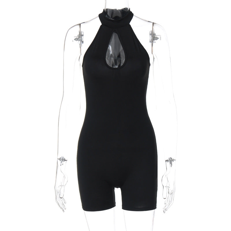 Clothing Spring Cutout Slim Round Neck Sleeveless Jumpsuit