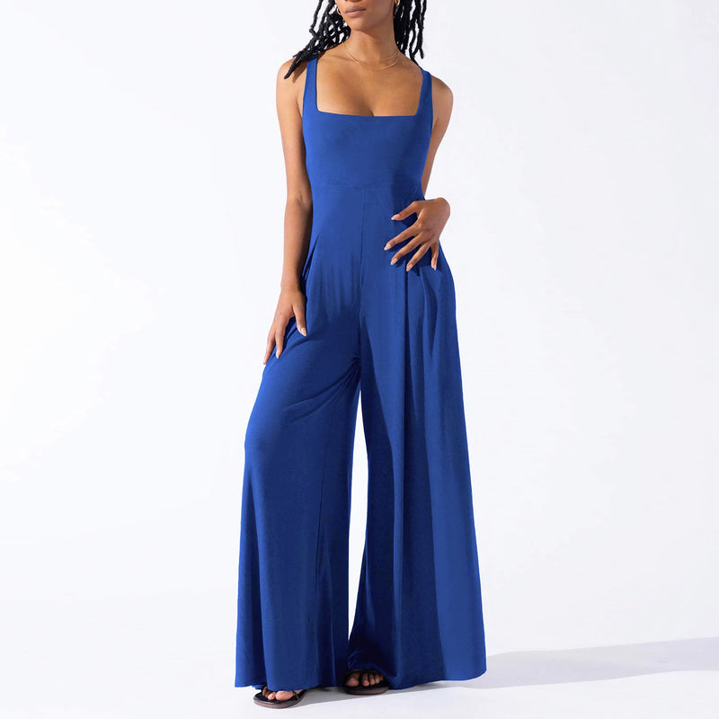 Knitted Sling Wide Leg Jumpsuit Summer Clothing