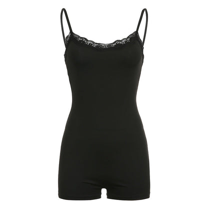 Summer Beer Girl Light Lace Stitching Strap Jumpsuit Clothing