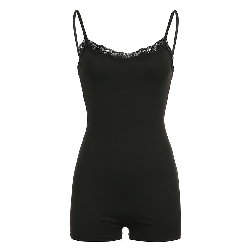 Summer Beer Girl Light Lace Stitching Strap Jumpsuit Clothing