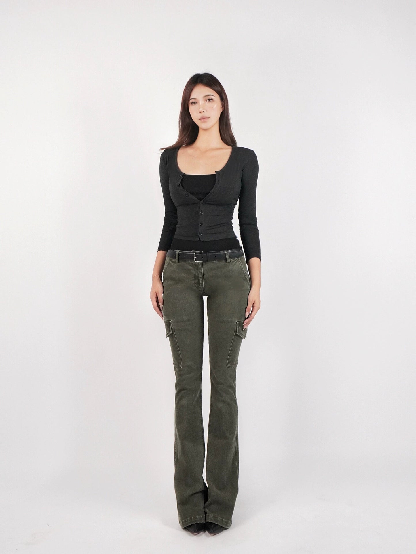 Knit Cropped Long-sleeve Cardigan