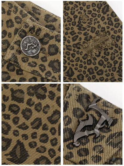 Leopard Print Baggy Shorts for Work