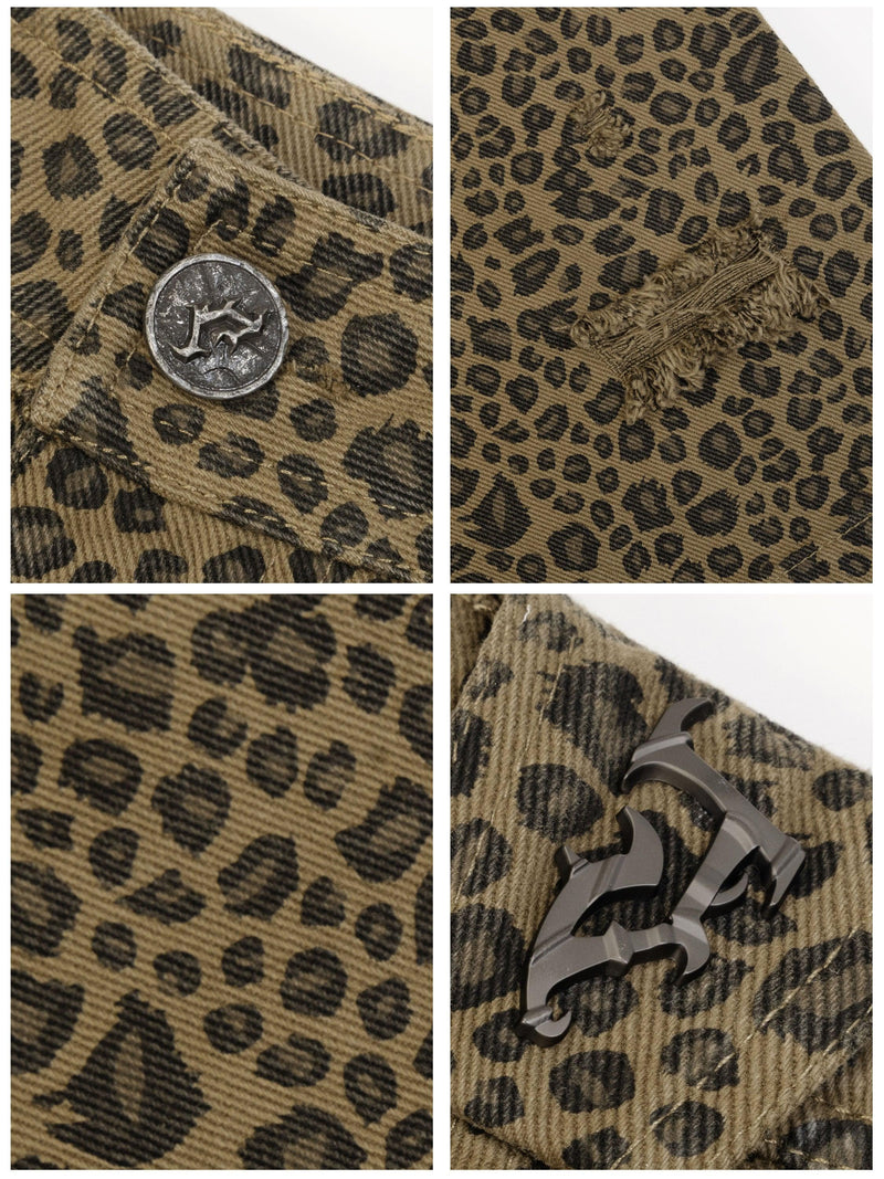 Leopard Print Baggy Shorts for Work