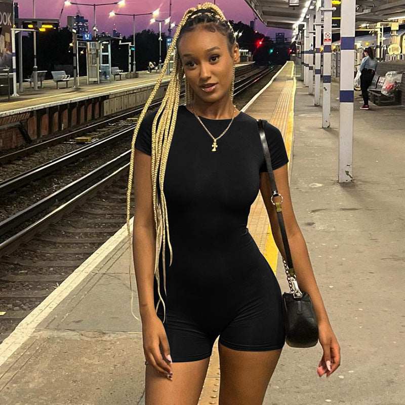 Wear Winter Backless Slim Fit Short Sleeved Jumpsuit