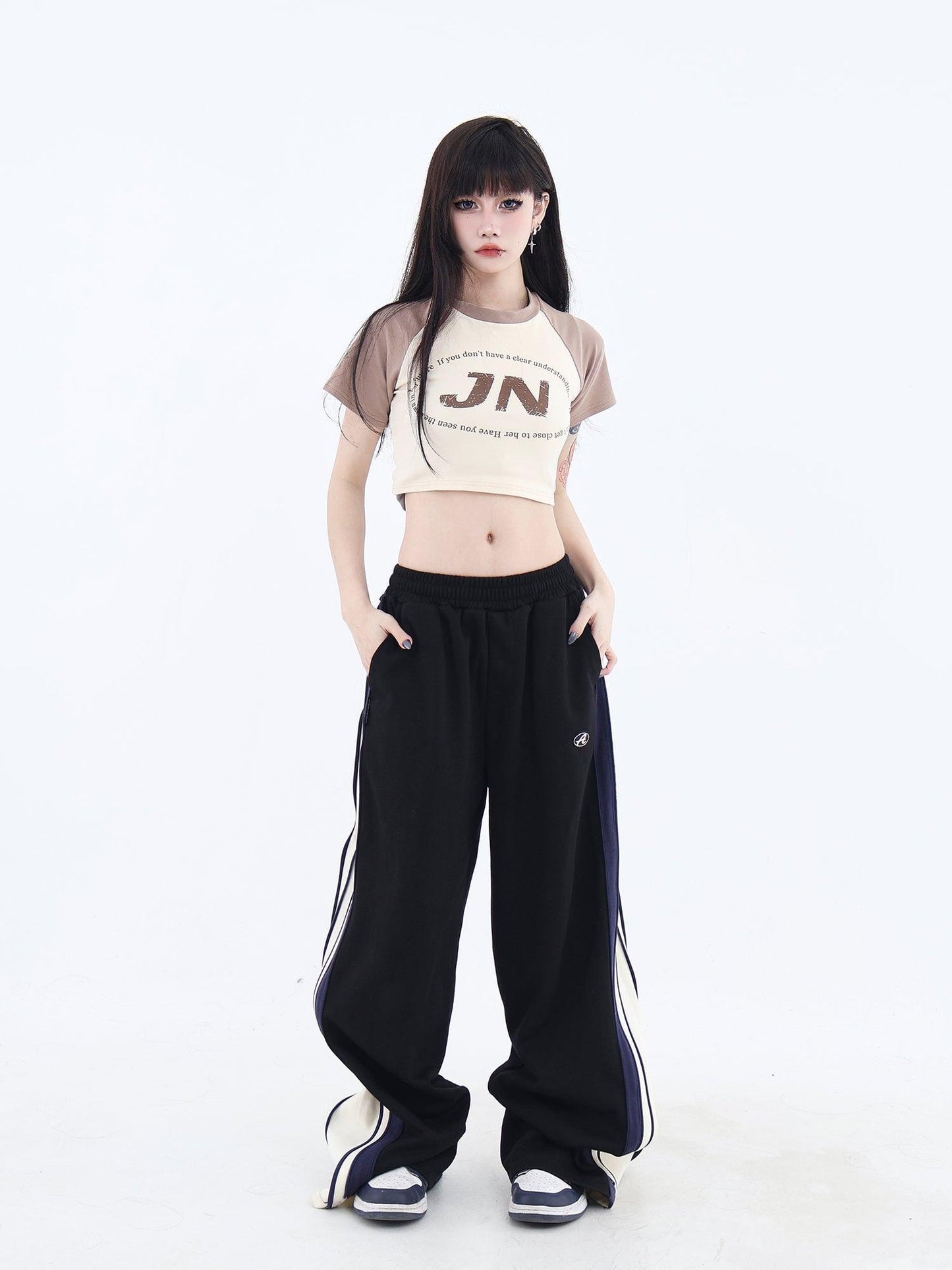 Cropped T-shirt With Logo and Slogan