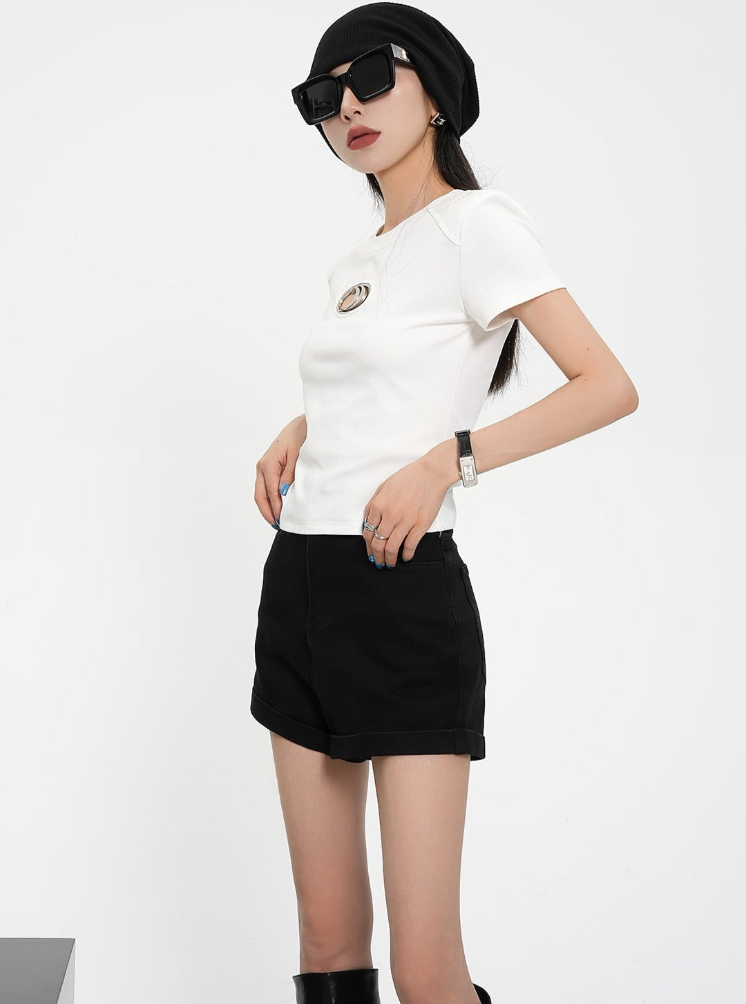 High-waisted Tailored Shorts - Black Mini Dress Shorts