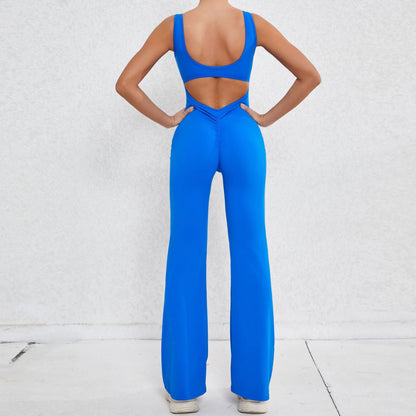 Autumn Sand Hollow Out Cutout Beauty Back One Piece Peach Hip Lifting Sport Workout Clothes Micro Pull Yoga Jumpsuit Jumpsuit