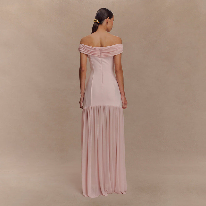 Backless Mesh Panel Midi Dress